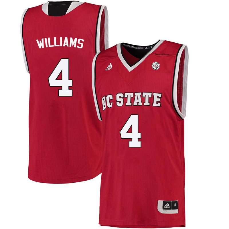 Men NC State Wolfpack #4 Ashley Williams College Basketball Jerseys-Red - Click Image to Close